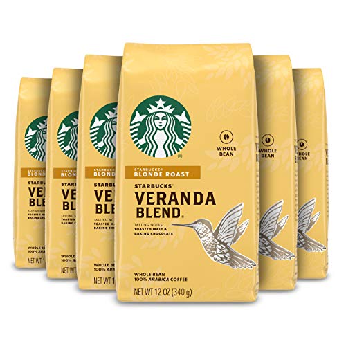 Starbucks Blonde Roast Whole Bean Coffee — Veranda Blend — 100% Arabica — 6 bags (12 oz. each)
