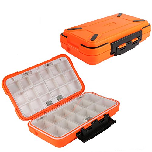 Goture Small Tackle Box Mini Fishing Lure Boxes Bait Plastic Storage Case Vest Accessories Large Containers (Large/Orange)