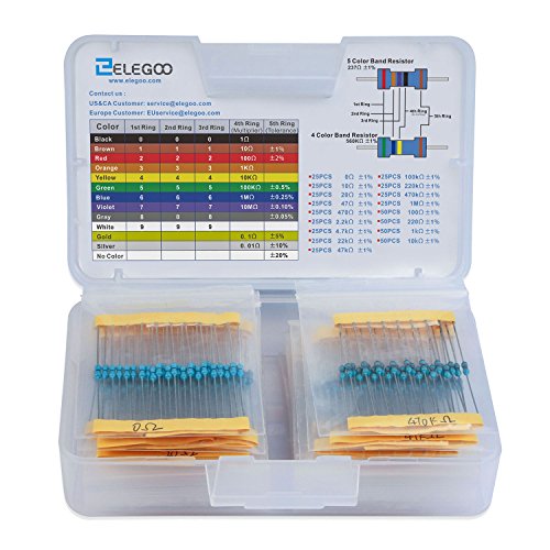 Elegoo 17 Values 1% Resistor Kit Assortment, 0 Ohm-1M Ohm (Pack of 525) RoHS Compliant