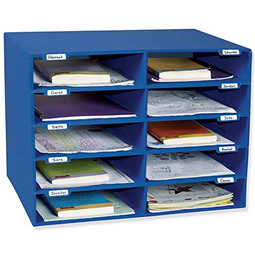 Classroom Keepers Mailbox, 10-Slot, Blue, 16-5/8'H x 21'W x 12-7/8'D