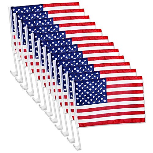 Julysgift US American Patriotic Car Window Clip USA Flag 17' x 12' (12 Counts)