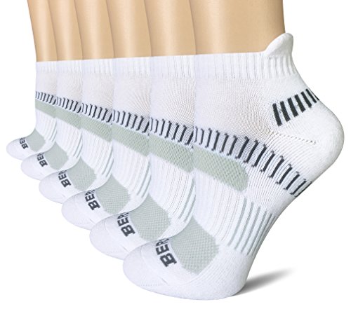 BERING Women's Performance Athletic Running Socks, Size 6-9, White, 6 Pairs