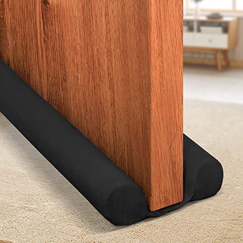 Holikme Twin Door Draft Stopper Weather Stripping Noise Blocker Window Breeze Blocker Adjustable Door Sweeps 34inch Black