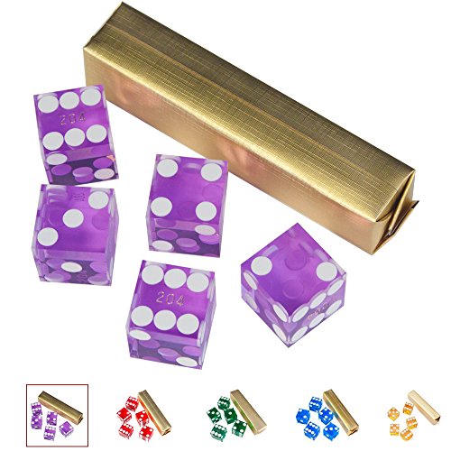 GSE Games & Sports Expert Set of 5 Poker Craps 19mm Serialized Casino Dice (Purple)