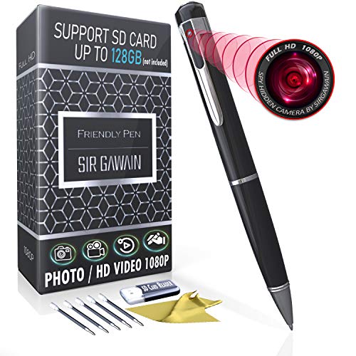 Hidden Spy Camera Pen 1080p | Nanny Camera Spy Pen Full HD Loop Recording or Picture Taking | Wireless Hidden Security Cam with Wide Angle Lens, Discrete Rechargeable