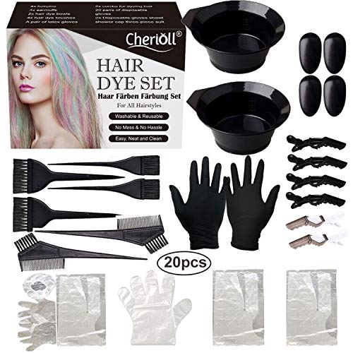 20 Pieces Hair Dye Coloring Kit, Hair Tinting Bowl, Dye Brush, Ear Cover, for DIY Salon Hair Coloring Bleaching Hair Dryers Hair Dye Tools