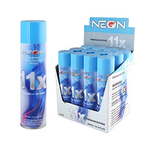 Neon 11x Ultra Refined Butane Fuel Lighter Refill Gas Pack of 12