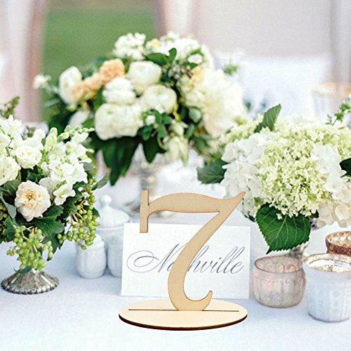 AerWo Wooden Table Number 1-20 Wedding Table Number with Base for Wedding Reception and Wedding Table Decorations