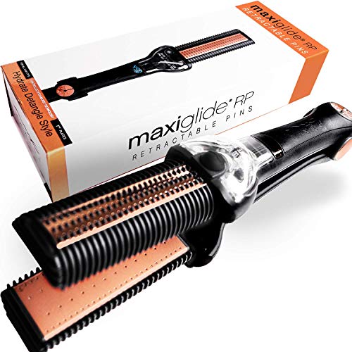 MAXIUS Maxiglide RP Hair Straightener with Patented Flat Iron Retractable Detangling Pins for Faster Styling, Steam Burst Technology for Healthy Straightening and Heat Protection Removes Frizz