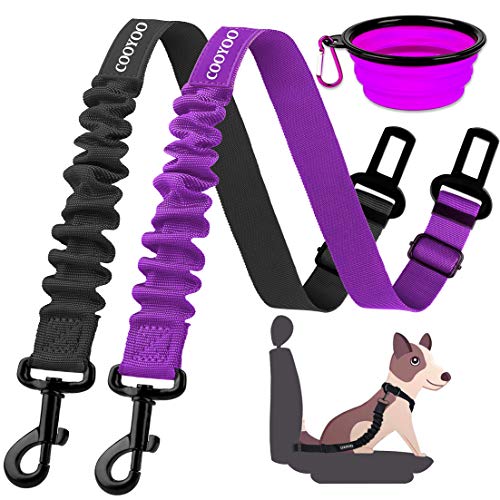 COOYOO Dog Seat Belt,2 Packs Retractable Dog Car Seatbelts Adjustable Pet Seat Belt for Vehicle Nylon Pet Safety Seat Belts Heavy Duty & Elastic & Durable Car Harness for Dogs