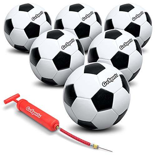 GoSports Size Soccer Ball 6 Pack Classic Soccerball 6 Pack - Size - with Premium Pump and Carrying Bag, Black/White, 3