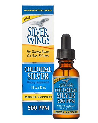 Natural Path Silver Wings Colloidal Silver 500PPM, 1 Fluid Ounce, Amber Brown (CS28A)