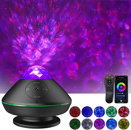 Star Projector, Klearlook Ocean Wave Starry Light Projector Home Planetarium Remote Control/Wi-Fi Mode/Bluetooth/USB Disk/Sound Control/Timer Smart Music Night Light Projector for Decoration Party