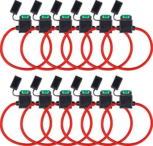 InstallGear ATC Fuse Holder with 30A Fuse, 10 Gauge OFC Power Wire (12 Pack)