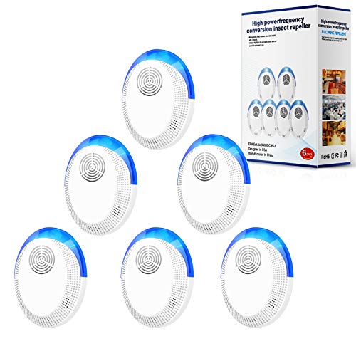 okutani Ultrasonic Pest Repeller, 6 Packs, Electronic Indoor Pest Repellent Plug in for Insects, Pest Control for Living Room, Garage, Office, Hotel