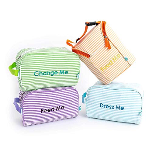 Easy Baby Diaper Organizer | The Original Diaper Bag Organizer | Tote Bag Wipes Pouches Cubes Organizer (Seersucker, Pack of 4)