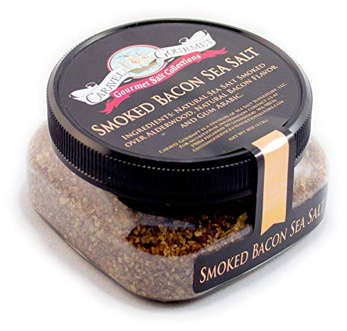 Smoked Bacon Fine Sea Salt - All-Natural Bacon Sea Salt Slowly Smoked for Perfect Smoky Flavor - No Gluten, No MSG, Non-GMO - Cooking or Finishing Salt - 4 oz. Stackable Jar