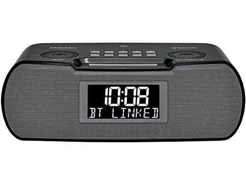 Sangean RCR-20 FM-RDS (RBDS) AM/Bluetooth/Aux-in/USB Phone Charging Digital Tuning Clock Radio with Battery Backup, Black, 13.8X 13.1x 4.9