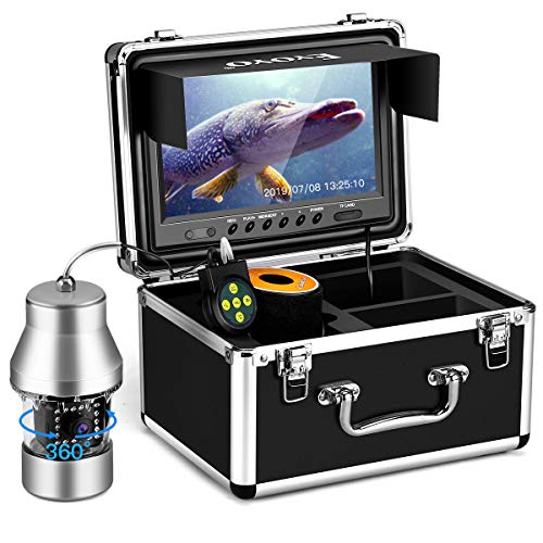 Eyoyo Underwater Fishing Camera Video Fish Finder DVR Function 9 inch Large Color Screen 360° Horizontal Panning Camera 1000TVL w/ 18 Infrared IR Lights 30M Cable for Lake Sea Boat Ice Fishing