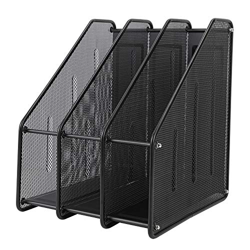 Deli Magazine File Holder (3 Tier), Metal Mesh Collection Stacking Sorter, Desk File Sorter, Document Letter Organize Rack