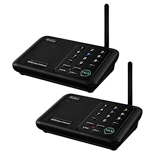 Wuloo Intercoms Wireless for Home 1 Mile (5280 Feet) Range 10 - Channel, Wireless Intercom System for Home House Business Office, Room to Room Intercom, Home Communication System (2 Packs, Black)