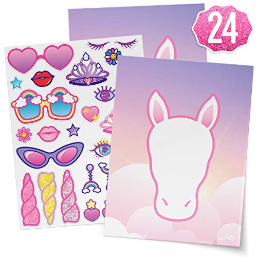 xo, Fetti Unicorn Party Sticker Craft Game for Kids - 24 Sheets | Birthday Party Supplies, Unicorn Favors Decorations, Toys + Halloween Costume