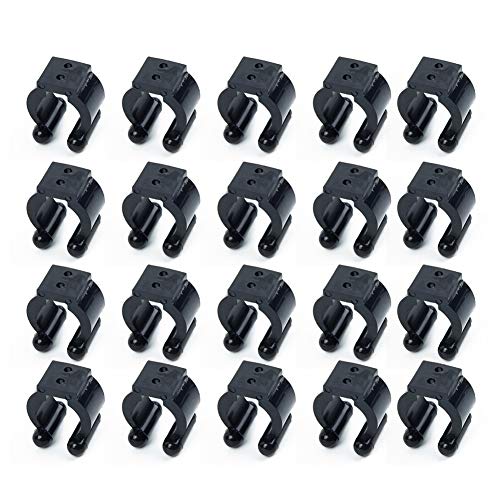 ZUZZEE 20pcs Fishing Pole Rod Holder Clips Rubber Black Billiards Snooker Cue Locating Clip Holder for Pool Cue Racks, Holding Hole Size 1.7cm/0.7' Inch, Or usesd for Fishing Rod Storage Rack