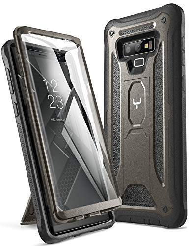 YOUMAKER Kickstand Case for Galaxy Note 9, Full Body with Built-in Screen Protector Heavy Duty Protection Shockproof Rugged Cover for Samsung Galaxy Note 9 (2018) 6.4 Inch - Gun Metal/Black