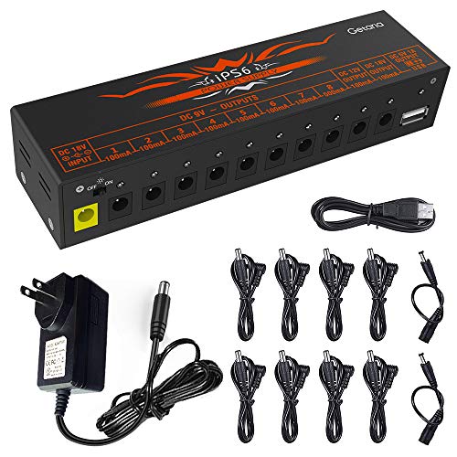 Getaria Guitar Effect Pedal Power Supply Isolated 10 Outputs for 9V/12V/18V Effects Pedals