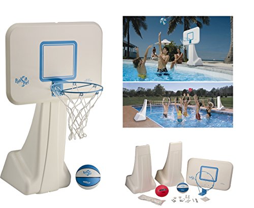 Dunnrite Products Pool Sport 2-in-1 Swimming Basketball Hoop and Volleyball Combo Set