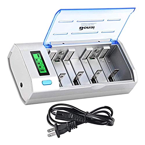 BONAI LCD Universal Battery Charger for AA, AAA, C, D, 9V Ni-MH Ni-CD Rechargeable Batteries with Discharge Function