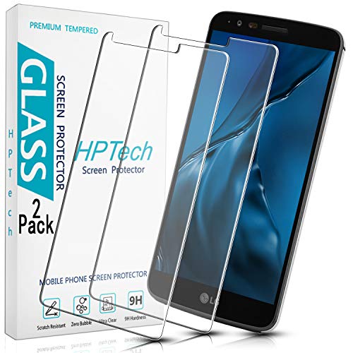 HPTech LG Stylo 3 Screen Protector - Tempered Glass Film for LG Stylo 3, Easy to Install, Bubble Free, 9H Hardness, 2-Pack