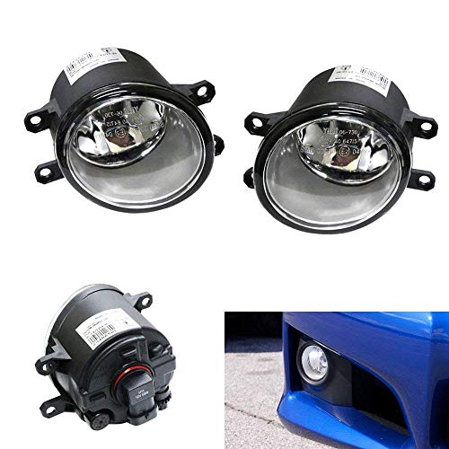 iJDMTOY Pair of Clear Lens Halogen Fog Lamps Compatible With Lexus IS GS ES CT LX RX Toyota Camry Highlander Corolla Prius Scion xA, etc, Driver Passenger Side Assembly w/ (2) 55W H11 Halogen Bulbs