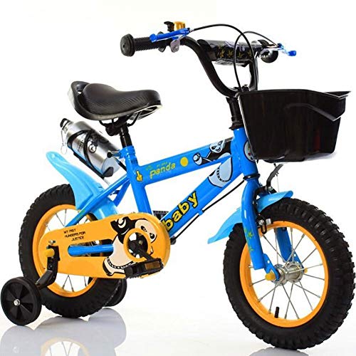 JLFSDB 12inch, 14inch, 16inch, 18inch Bicycle Stroller Children's Toy Four Wheel Bicycle 3-8 Years Old (Color : Blue, Size : 18inch)