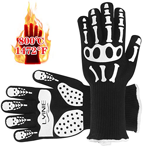 LYINIE Heat Resistant Gloves – Protective Gloves Withstand Heat Up to 1472℉ – Use As Oven Mitts, Pot Holders, Heat Resistant Gloves for Grilling