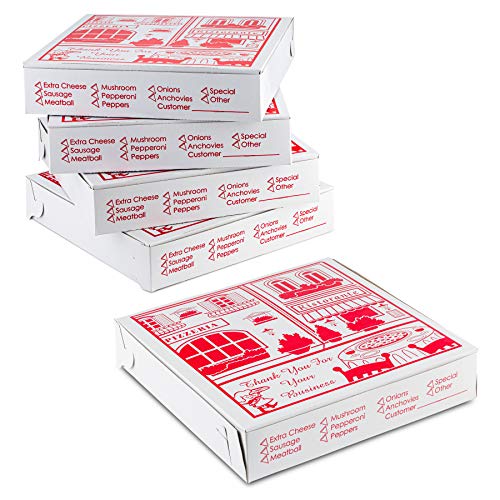 10' Length x 10' Width x 2' Depth Lock Corner Clay Coated Thin Pizza Box by MT Products (20 Pieces)