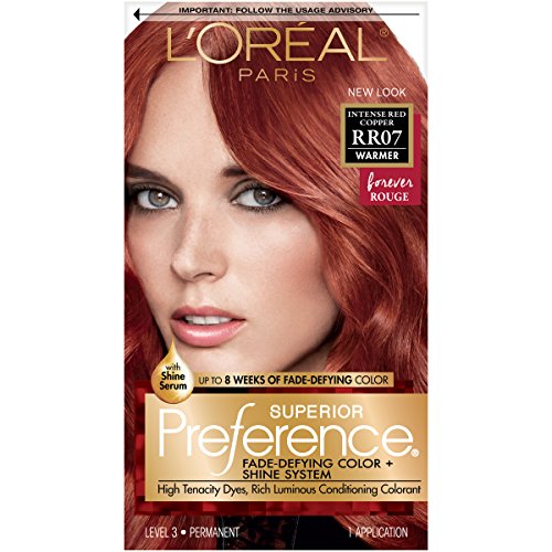 L'Oreal Paris Superior Preference Fade-Defying + Shine Permanent Hair Color, RR-07 Intense Red Copper, Pack of 1, Hair Dye