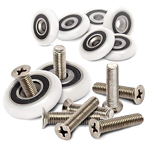 Shower Door Rollers Stainless Steel Cubicle Wheels Enlosure Runners Sliding Door Pulleys 18mm Shower Door Guides Set Type A 8pcs with Screws