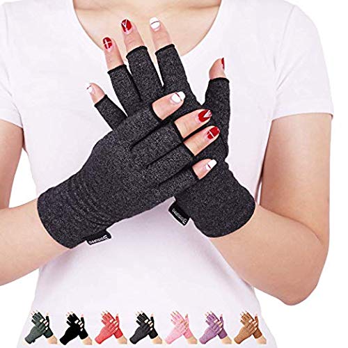 Arthritis Compression Gloves Relieve Pain from Rheumatoid, RSI,Carpal Tunnel, Hand Gloves Fingerless for Computer Typing and Dailywork, Support for Hands and Joints (M, Black)