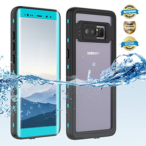 Samsung Galaxy Note 8 Waterproof Case, Shockproof Dustproof Snowproof Hard Shell Full-Body Underwater Protective Box Rugged Cover and Built in Screen Protector for Galaxy Note 8(Grass Blue)