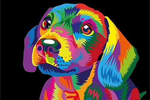 iFymei Paint by Numbers for Kids & Adults & Beginner , DIY Canvas Painting Gift Kits 16 x 20 inch - Colorful Cute Dog