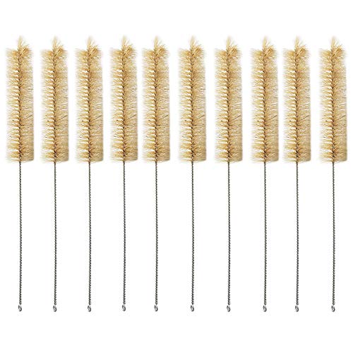 URBEST 10 Pcs Tube Bottle Wash Cleaning Brush, Tan Bristles Radial Tip for Lab Set Chemistry Test