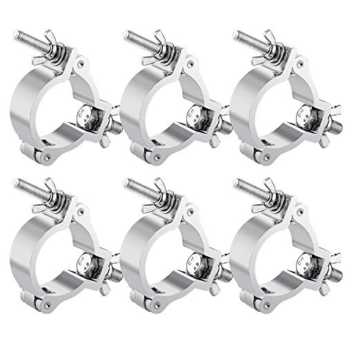 2 Inch Truss Clamp Stage Light Clamp, 6PCS HiLite Premium Aluminum Stage Lighting O clamp, Heavy Duty 220lb LED Par Light Moving Head Lighting Clamps, Fit for 48-52mm OD Tube/Pipe
