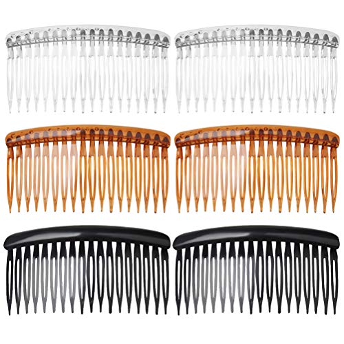6 Pieces Hair Combs Slides, 3.5 inch Hair Slides for Women 9cm Hair Side Comb Set (Black, Brown and Clear)