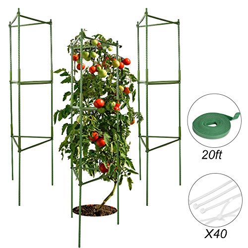 V VONTOX Garden Plant Cage Support Tomato Cage for Vertical Climbing Plants, Vegetables Cages, 3 Pack, Include Garden Ties and Nylon Cable Ties