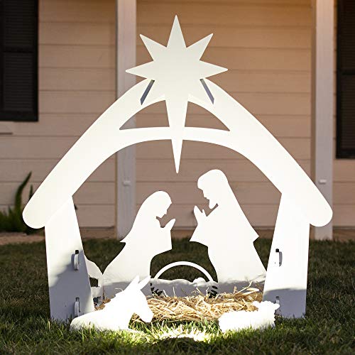 Best Choice Products 4ft Christmas Holy Family Nativity Scene, Outdoor Yard Decoration w/Water-Resistant PVC
