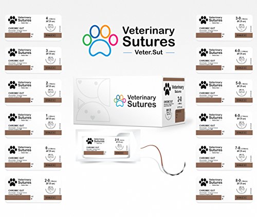 Veterinary Sutures Chromic Gut 2-0, 3/8 24mm Reverse Cutting