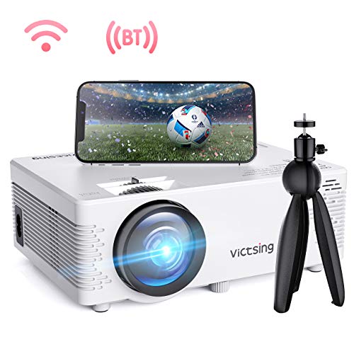 VicTsing WiFi Projector-4200L Wireless Bluetooth Mini Projector with Tripod, 1080P 170” Display Supported, Compatible with TV Stick, PS4, DVD, Portable Protector for Home Entertainment2020 New Tech