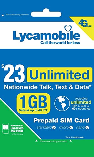 1ST MONTH FREE LYCA MOBILE Preloaded SIM with $23 Plan With International Call