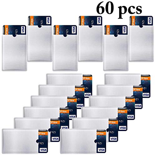 Outgeek RFID Blocking Sleeves,Credit Card Protectors 60 PCS Credit Card Holder Anti Theft Electronic Pickpocketing fits Wallet/Purse for Men and Women